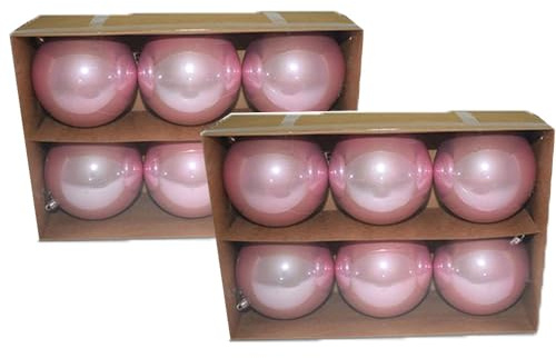 12 Palle cm 10 sfera box palline per decorazione addobbo albero di natale rosa perlate