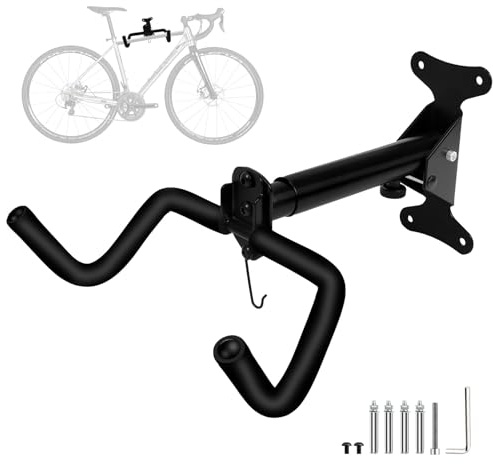 WUFANC Soporte Pared Bicicleta, Soporte Bicicletas Pared de Acero Hasta 22 kg, Colgador Bicicleta Pared Acolchado Extra Suave, Ángulo y Distancia Ajustables, para Bicicleta de Carreras, Plegable, MTB