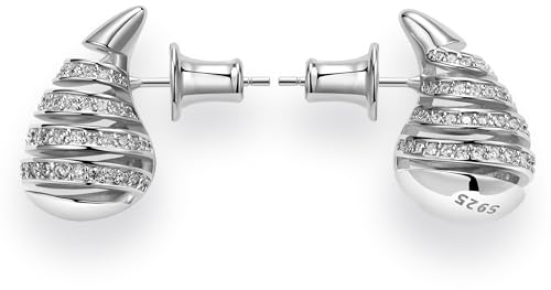 JENDEAR Chunky Ohrringe Dupes - Wassertropfen Ohrringe, Hypoallergene，Dicke Ohrstecker, 925 Silber mit Zirkonia