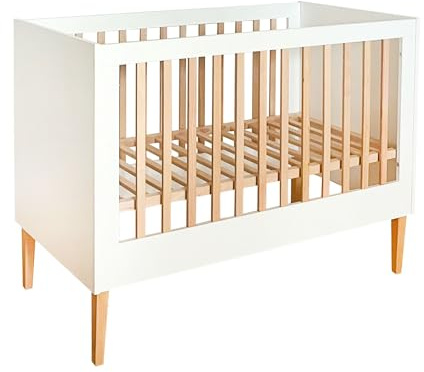 ATB Barreau Lit Bebe Evolutif 120x60 - Berceau Bébé Blanc 60x120 - Chambre Bebe Complete - Lit Cododo et Mobilier pour Enfants - Lits Évolutifs et Parapluies à Niveaux - Lits Bébé