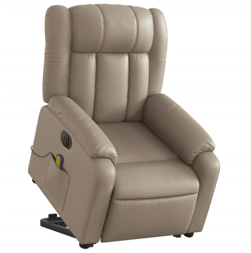 vidaXL Massagefåtölj med uppresningshjälp cappuccino konstläder, fåtölj, fåtölj med uppresningshjälp, reclinerstol, fåtöljer