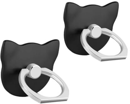 Msagkah 2Pcs Telefono Cellulare Impugnature, Rotazione di 360 ° Telefono Anello Titolare, Telefono Cellulare Supporto per iPhone Samsung e Tutti Gli Smartphone (Gatto-Nero)