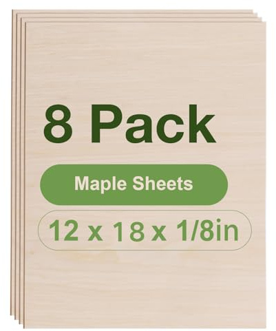 ROBOTIME Tablero Madera Contrachapada 3mm Arce A3 30×42cm 8 Piezas Tablero de Madera a Medida Para Bricolaje,Pirograbado Corte por Laser CNC Router Modelado