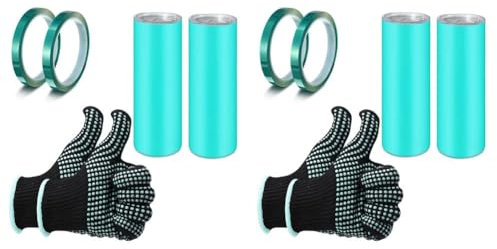 ClAZTyict Sublimationsbecher Silikonband Hüllen Set, Einschließlich 4 Silikon Tassenverpackungen, 4 Wärmepressbänder und Wärmehandschuhe
