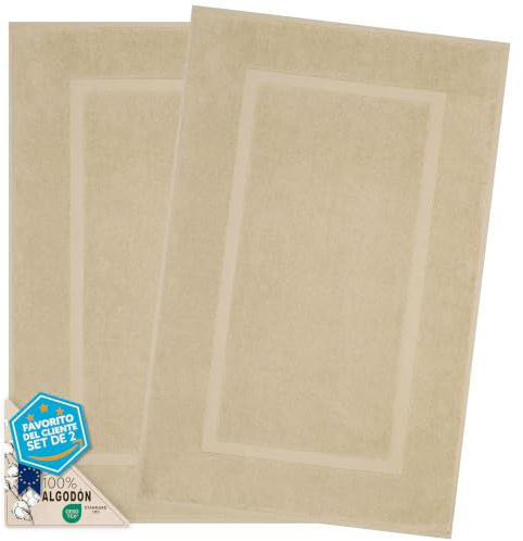 Hammetex Badetuch-Matte 2er Set, 100% Baumwolle Handtuchmatte 900 GSM, Oeko-TEX Zertifiziert, saugfähig & waschbar für Badezimmer, 51x86 cm, Beige
