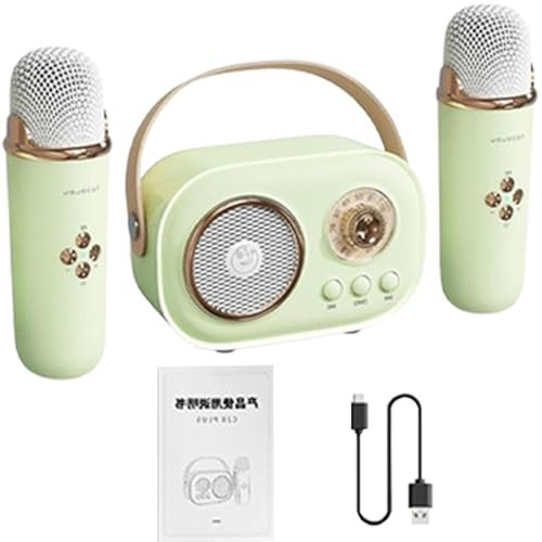 Microfono karaoke wireless con altoparlante, kit altoparlanti karaoke wireless,Microfono karaoke wireless per bambini piccoli - Con cavo di ricarica Altoparlante per l'home entertainment da donna