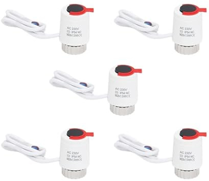 HWEIH 1/5 Pezzi 230V Normalmente Chiuso NC M28 * 1.5mm Attuatore Termico Elettrico for Il Riscaldamento a pavimento Valvola Termostatica Del Radiatore(5 Pieces-White)