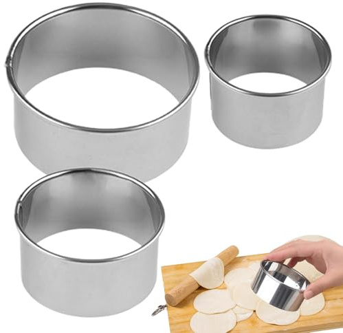 Senermter Runde Schneider zum Backen, runden Kuchenschneiderringe,Edelstahlknödelschneider - Wiederverwendbare Lebensmittelhandwerksvorräte, professioneller Stempel für Kuchen und Fondant