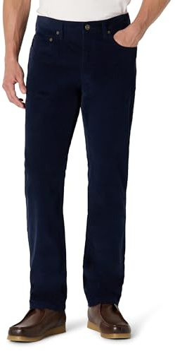 Amazon Essentials Pantaloni in Velluto a Coste a 5 Tasche Straight Fit Uomo, Blu Marino, 34W / 32L