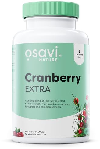 Osavi Cranberry Extra – 60 Vegan Capsules | Extract from Cranberry (Vaccinium macrocarpon) Fruit | Standardised to 40% proanthocyanidins (PACs) | Enriched with Knotgrass and Common Horsetail extracts
