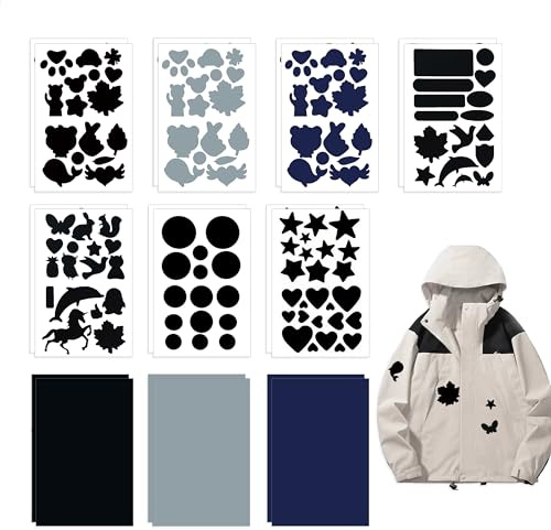 PYSEOSISE Daunenjacke Flicken Reparaturset, 20 Blätter Flicken Selbstklebend Stoff, Wasserdicht Daunenjacke Reparaturflicke Flicken Daunenjacke für Jacken Zelte Oberbekleidung