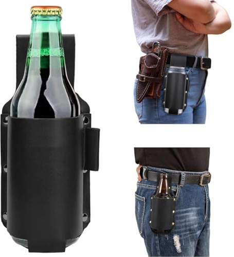 KEQAR Porte-bière en Cuir Crazy Horse, Porte-Bouteille Portable pour Ceinture, Cadeaux pour Hommes, fête des pères, buveurs de bière, Accessoires de Cow-Boy pour Hommes.