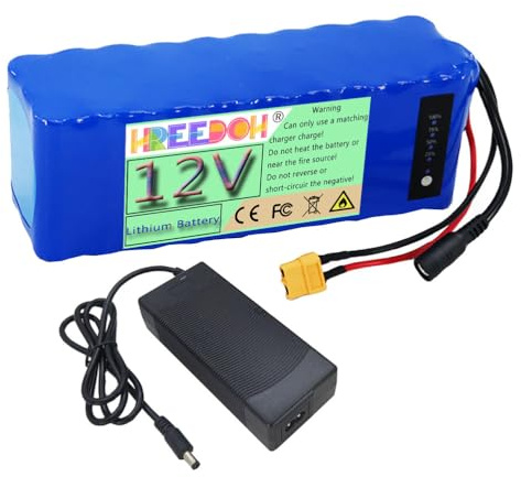 FREEDOH 12 Volt Li-ion Battery 12V 18Ah 22Ah 24Ah 30Ah Large Capacity Lithium Battery with Charger for 0-400W Baiting Boat Motor,12V24000mAh