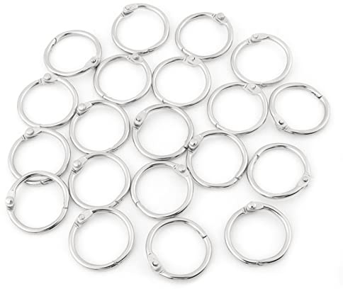 3 Sizes 20PCS Metal Hinged Ring, Loose Leaf Clips Split Key Ring Flash Card Hook Keychain Keyrings for School Home or Office (25mm)