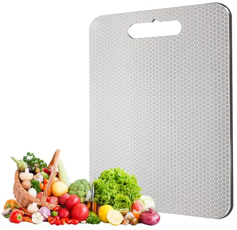 Planche à Découper en Titane, 50 * 30cm planches de cuisine en titane 100% - Nouvelle version 2025, anti-rayures, double face, sans BPA - Choix hygiénique et durable pour la cuisine moderne