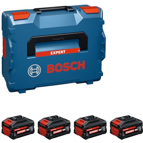 Bosch EXPERT 18V System Kit batterie a prestazioni elevate: 4 batterie EXBA 18V-55, L-BOXX 136