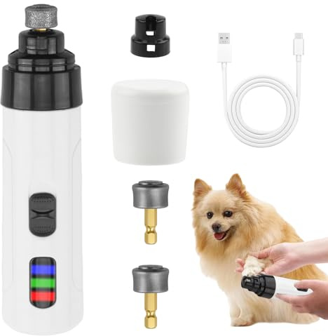 Silent Groom Pro Nail Grinder for Dogs Pet Nails Trimmer Quiet Dog Claw Grooming Smoothing Tool USB Rechargeable Dog Paws Grinders Nails Clippers File Trimmer for Dogs & Cat(1Set+2 Grinding Headad)