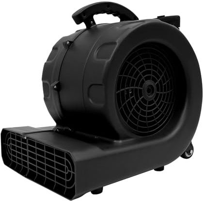 NoneDanGee Air Mover Gebläse Gym Bodenventilator 750W Bauventilator mit 3 Blaswinkel, Bautrockner Bodentrockner Radiallüfter für Kühlung, Lüftung, Trocknung (Schwarz)