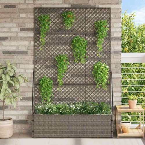 QJBSAVVA Schmaler Metallpflanzkübel 105 x 30 x 170 cm Grau mit Modernem Design, Wetterschutz & Langlebigkeit, Hochbeet für Balkon Garten und Terrasse