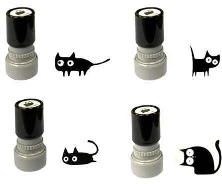 Iirlvior 4 Stück Selbstfärbende Stempel Lehrer, Niedliches Katzen Lehrerstempel, Cartoon Lob Siegel, Lob Ermutigung Stempel, Lehrerstempel Grundschule, Motivationsstempel, Belohnungsstempel Schule