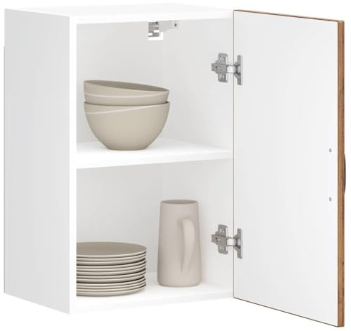 Mokuyary Lucca - Armadio da cucina con effetto legno antico, in legno, da appendere alla parete, per utensili da cucina, con ante modello, 1 armadio da parete (1 porta)