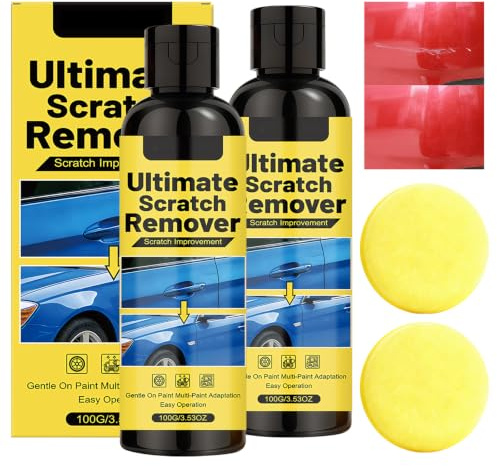 100 G*2 Reparador Arañazos Coche, Pulimento Coche, Car Scratch Remover, Repara Arañazos Rápidamente, Apto Para Todo Tipo De Pintura, Protección Impermeable De Larga Duración, Incluye 2 Esponjas