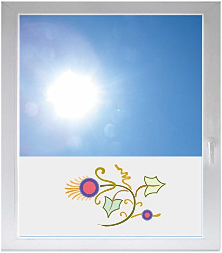 INDIGOS UG - Fensterfolie Blickdicht Ornament Blume - 800x500 mm - Sonnenschutzfolie Fenster - Sichtschutzfolie Fenster Bad, Küche, Fenster, Milchglasfolie