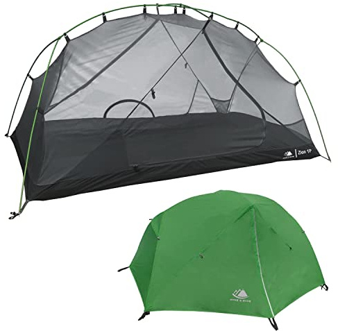 Hyke & Byke Zion Hiking & Backpacking Tent - 3 Season Ultralight, Waterproof Tent for Camping w/Rain Fly and Footprint - 1 Person - Forest Green