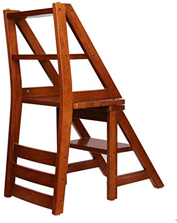 Klapptreppe Klappstufen Klapptritt Leiter Hocker 4 Stufen schwarz aus Holz Leichter und Faltbarer Tritthocker Trittleiter für mehrere Zwecke für Home Library Loft - 300 lbs Kapazität (Honigfarbe)