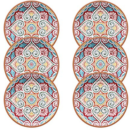 Auntie Morags Purely Home Rio Corte - Outdoor/Camping/BBQ - Melamine Dinner Plates Sets (6)