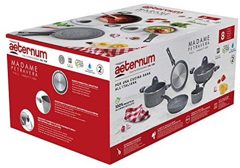 Aeternum Madame Petravera 3.0 Topf-und Pfannen-Set, Aluminium, induktionsgeeignet, 8-teilig, grau, 16 cm
