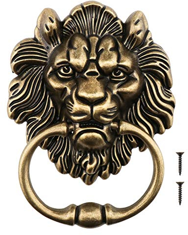 Be In Your Mind 15,8 cm Testa di Leone Battente con Viti Decorativo In Lega Battente Bronzo Lucido Classico Design Antico per Porte Anteriori & Portico Principale Accessori