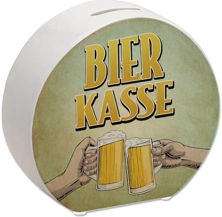 Bierkasse Spardose mit coolem Retro Motiv - prostende Bierkrüge für die Hausbar oder die nächste Feier mit Freunden die vergessen zu Zahlen damit du Nicht mehr auf den Kosten