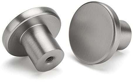 LONTAN 4 Pack Brushed Nickel Door Knobs Kitchen Door Knobs Round Cabinet Drawer Hardware Aluminum Alloy for Cupboard Wardrobes Furniture