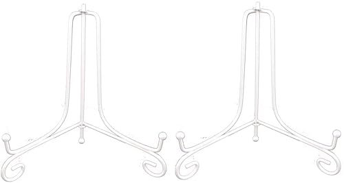 Tincogo 10 Pollici Bianca Ferro Supporto Cavalletto Decorativo per Foto, Piatti, cornici, Libri di Cucina, Piatti Decorativi, Tablet e Arte, Bianco 2 Pezzi