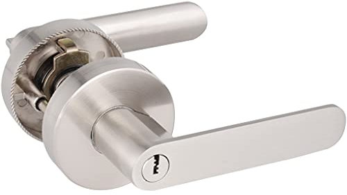 YHRJ Poignée de Porte blindée Serrure à poignée à Trois Barres pour Salle de Bain, Béquille Ronde Universelle avec clé, Épaisseur de Porte Applicable 35-50mm