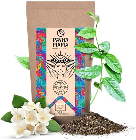 Pachamama Guayusa Tee Bio Jasmin Natürliches Koffein, L-Theanin, Mild 100g | Handgepflückt aus Ecuador, Ohne Bitterkeit, Sanfte Energie Ohne Abstürze, Ideal Für Fokus, Mildere Alternative zu Mate Tee