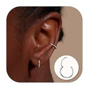 MILACOLATO G23 Pendientes de Aro Titanio Para Mujeres Hombres Adolescentes Grado de Implante Hipoalergénicos Ligeros Pendientes de Aro Pequeños Plata 8mm