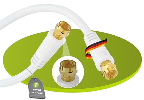 Perfect SAT-Kabel, Antennen-Kabel, Koaxial-Kabel, F Stecker auf F Stecker, 2,00 m, weiß