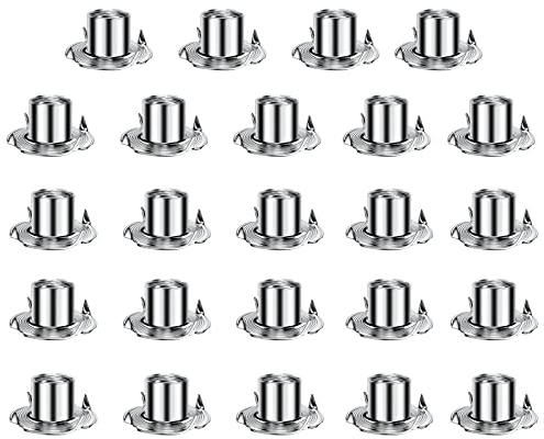 Drive-in nuts, M5 drive-in nuts with 4 impact tips, 304 stainless steel, four-prong nuts, 24 pieces, thick drive-in nut, metric threaded nuts, wood nuts, optionally M5, M6, M8, M10 for wood plastic