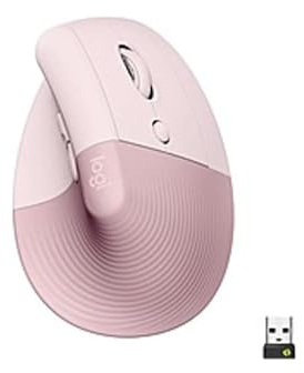 Logitech Lift Vertical Ergonomic Mouse (Rose) - Optical - Wireless - Bluetooth/Radio Frequency - Rose - USB - 4000 dpi - Scroll Wheel - 6 Button(s) - Small/Medium Hand/Palm Size - (Renewed)