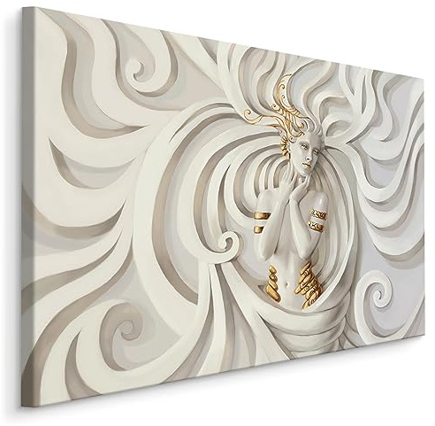Muralo Wandbilder Medusa, schöne Frau, Göttin, Kunstdruck - 120x80 cm | Leinwandbild, Modernes Design, Aufhängefertig, UV-beständig - ideal für Wohnzimmer und Schlafzimmer