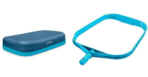 Intex 58412NP - Rectangular Pool Cover 305 x 183 cm and 262 x 175 cm, Neutral Color & 29050 - Epuisette De Surface