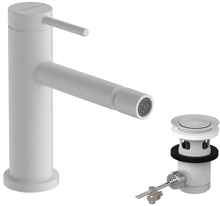 hansgrohe Tecturis S - Bidetarmatur mit Zugstange, Bidetmischer mit Auslauf Höhe 100mm, Badarmatur, Mattweiß