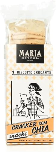 Crackers con Chía - Maria Confeitaria - Caja de 200g - Elaboradas Artesanalmente - Aperitivo de Galletas Saladas Crujientes - Producto Gourmet de Origen Portugués