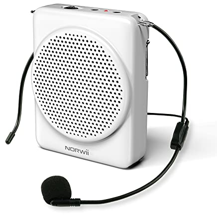 Norwii Mini Amplificateur Vocal, 1800mAh Amplificateurs de Puissance, Casque Micro Filaire Portable pour Enseignants, Cours en Classe et en Plein air, Enseignement, Guides Touristiques, Charge USB-C