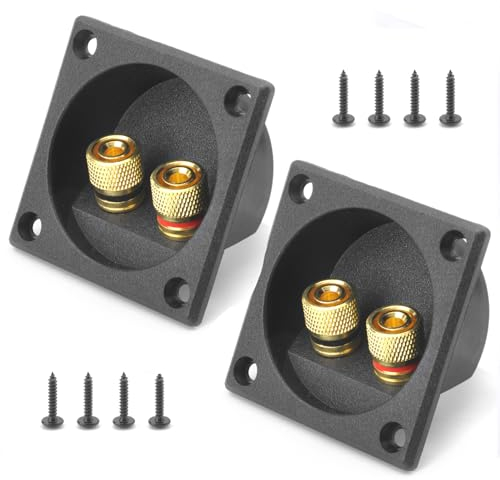 HENGBIRD 2 Stück Lautsprecherklemme 2 Wege Stereo Federklemme quadratisch Anschluss Akustikschale Komponenten Subwoofer Anschlussstecker Lautsprecher Rückwand