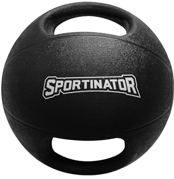 SPORTINATOR® Trainings Medizinball mit integrierten Griffen, mit Gewichtsangabe auf dem Ball, ideal für Kraft- und Konditionstraining | Gewicht von 3 kg bis 10 kg