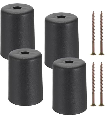 SUMNACON 4 Stück runde konische Couchbeine aus Kunststoff, 8 cm, schwarze Sofabeine, Ersatz-Tischfüße, Schrankstützfüße mit Schraubschraube für Raummöbel, DIY-Ersatz