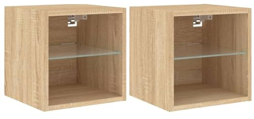 vidaXL Väggmonterade tv-bänkar LED 2 st sonoma-ek 30x28,5x30 cm, väggenhet, väggmonterad TV-enhet, väggmonterat skåp, TV-väggenhet, hängskåp